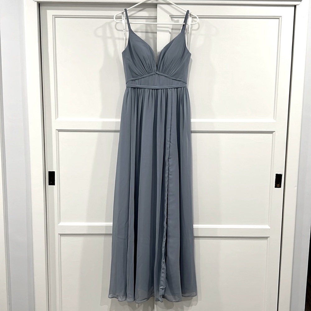 Azazie Rayna Dusty Blue Bridesmaid Dress size A2